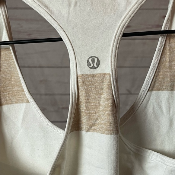 Lululemon Cool Racerback Stroll Stripe Heathered Cashew White / White - Picture 4 of 5